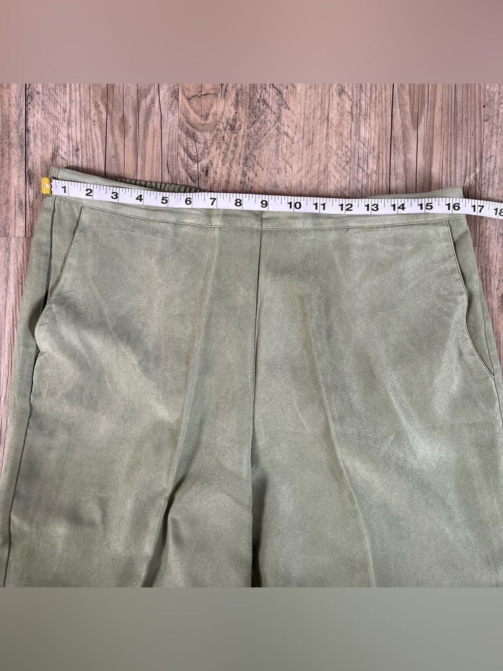 Alfred Dunner Pants 12 Sage Green Straight Leg Elastic Waist Pockets Casual Fall - Picture 3 of 8
